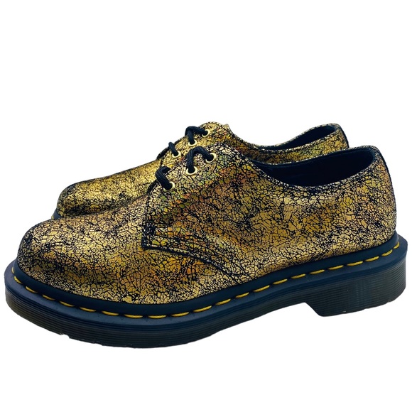 Dr. Martens Oxford 1461 Metallic Leather Gold Iridescent Gold Crackle Size 6 - Picture 11 of 11
